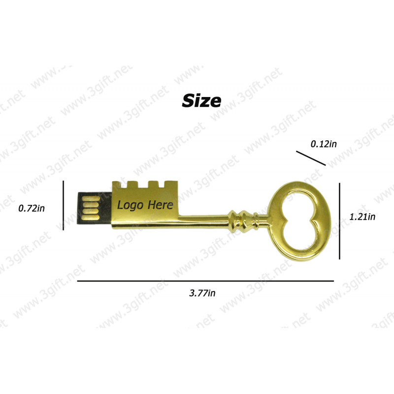 Customized Classy Key Steel USB Flash Drive (16G, 32G - Gold)